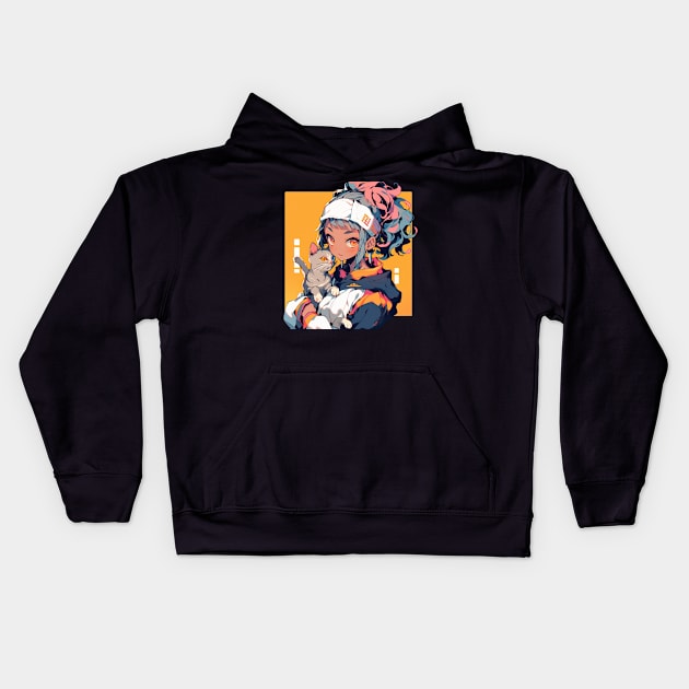 Cat Girl #1 Kids Hoodie by Neon Dream